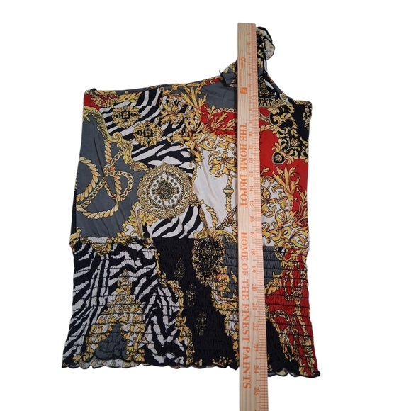 EUC Body Central Sz. L Multi-color Sleeveless Chains/Floral One Shoulder Top - Picture 5 of 7